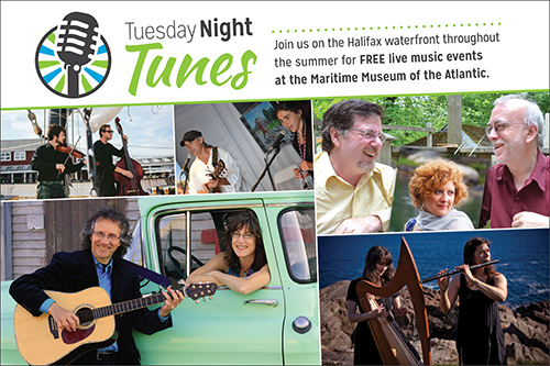 Tuesday Night Tunes event description with various pictures of musicians.